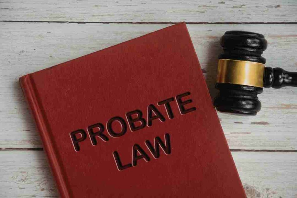 Gavel next to a red book titled "Probate Law."